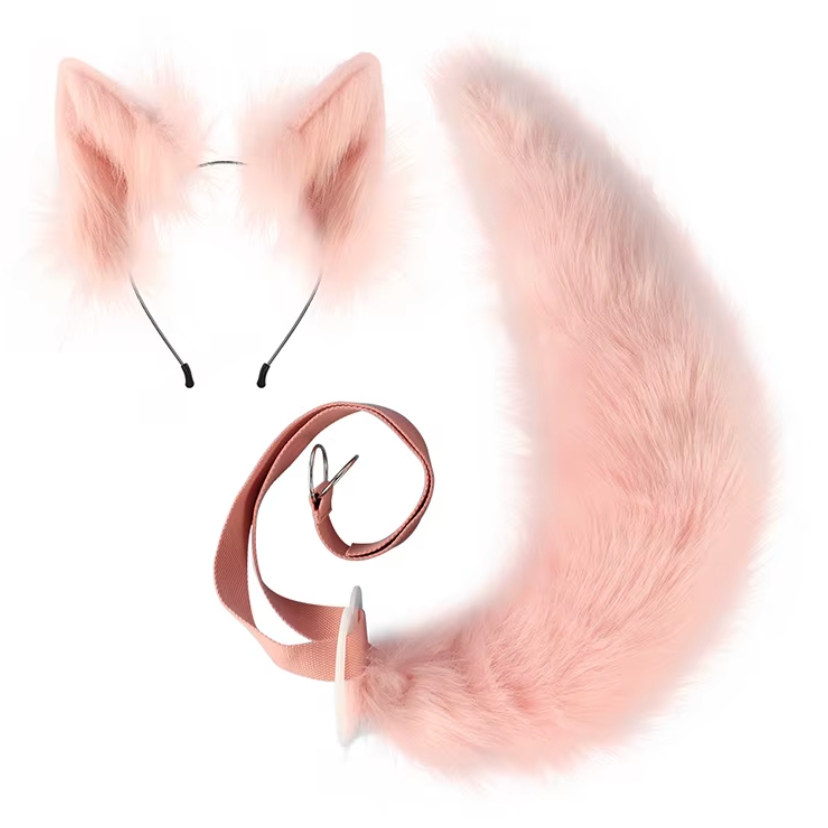 Light Pink Therian Upright Tail and Ear Set