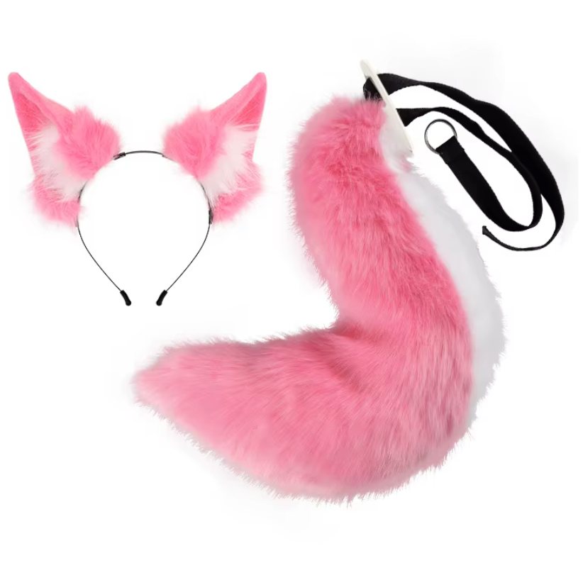 Pink Therian Upright Tail and Ear Set